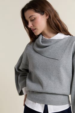Asymmetric Shawl Collar Sweater;${refinementColor}