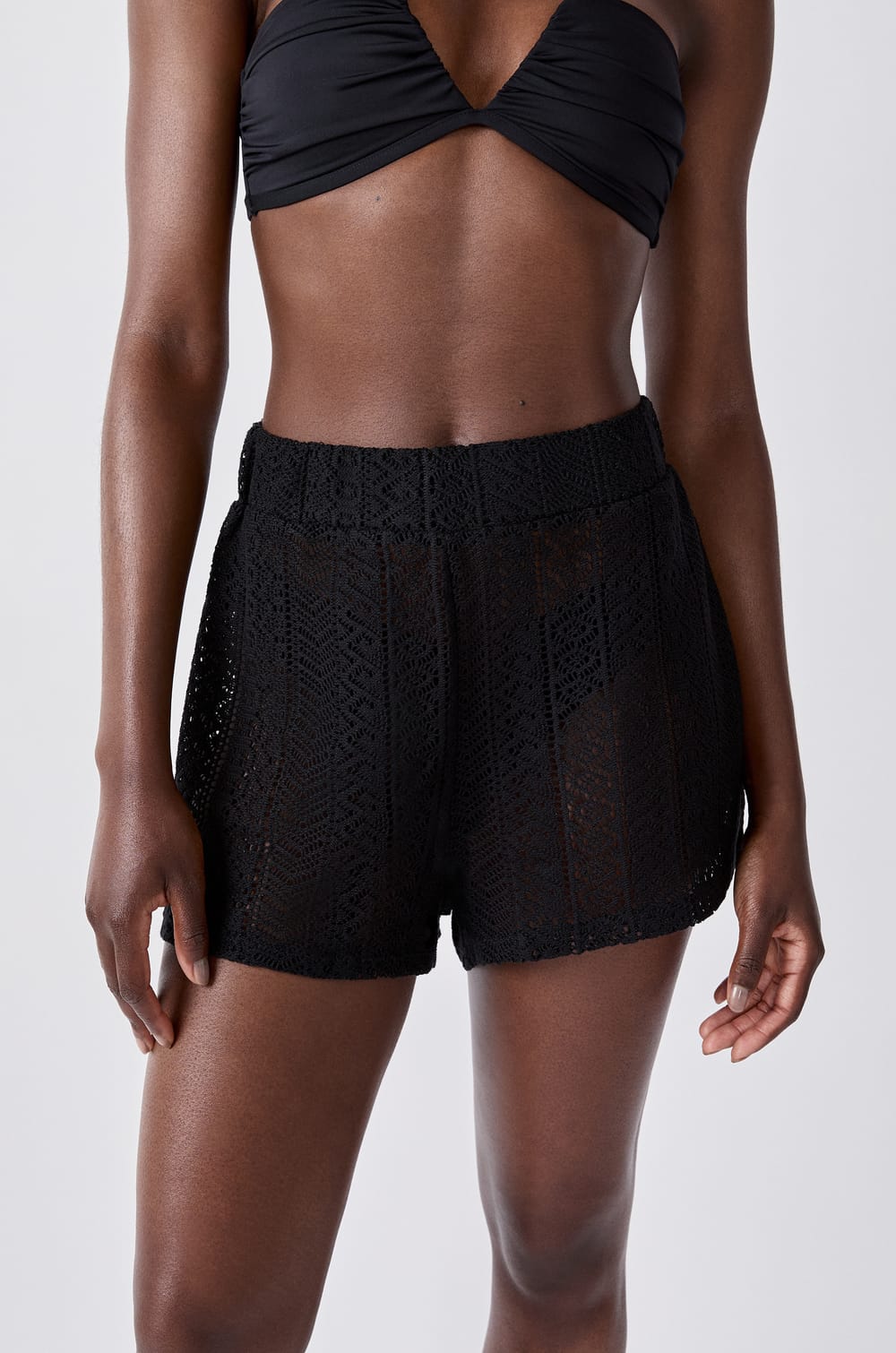 Pantalones cortos de playa de ganchillo;${refinementColor}