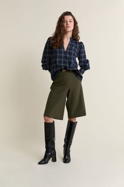 Blouse en coton &agrave; carreaux;${refinementColor}