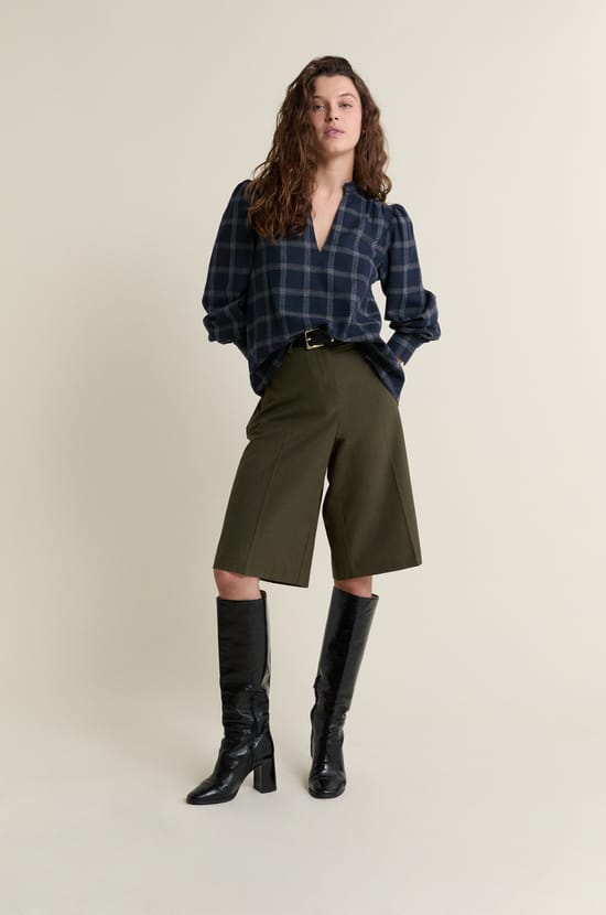 Blouse en coton &agrave; carreaux;${refinementColor}