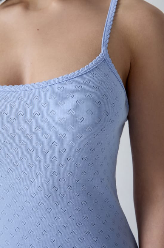 Nuisette en coton en pointelle;${refinementColor}