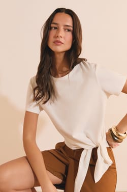 T-shirt en coton avec noeud;${refinementColor}