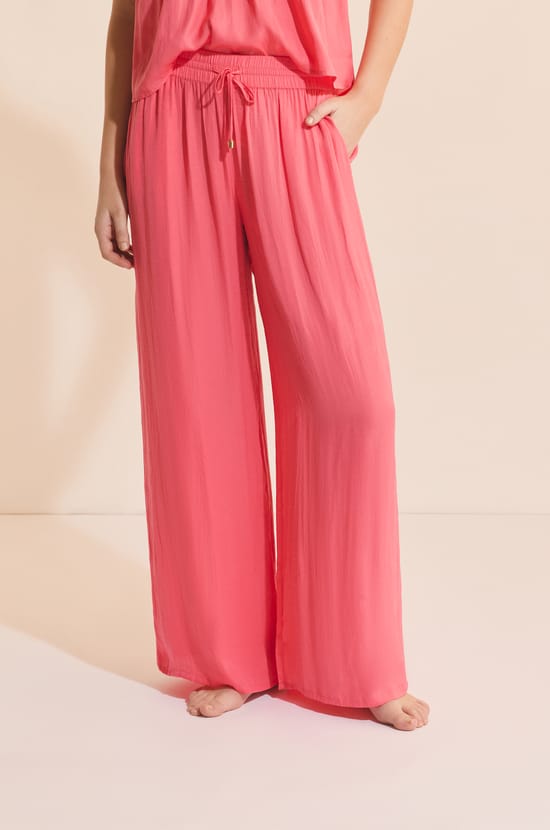 Pantalon satin&eacute; coupe large;${refinementColor}