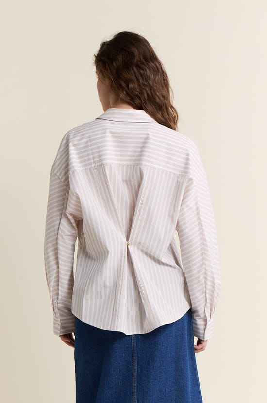 Chemise &agrave; rayures en coton;${refinementColor}