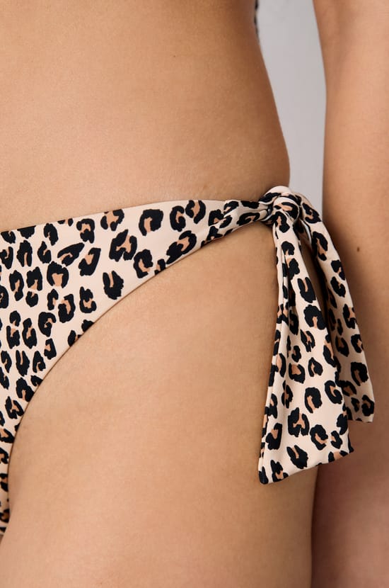 Leopard print Brazilian tie-side bikini bottom;${refinementColor}