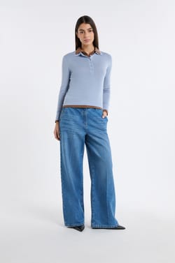 Polo manches longues en laine;${refinementColor}