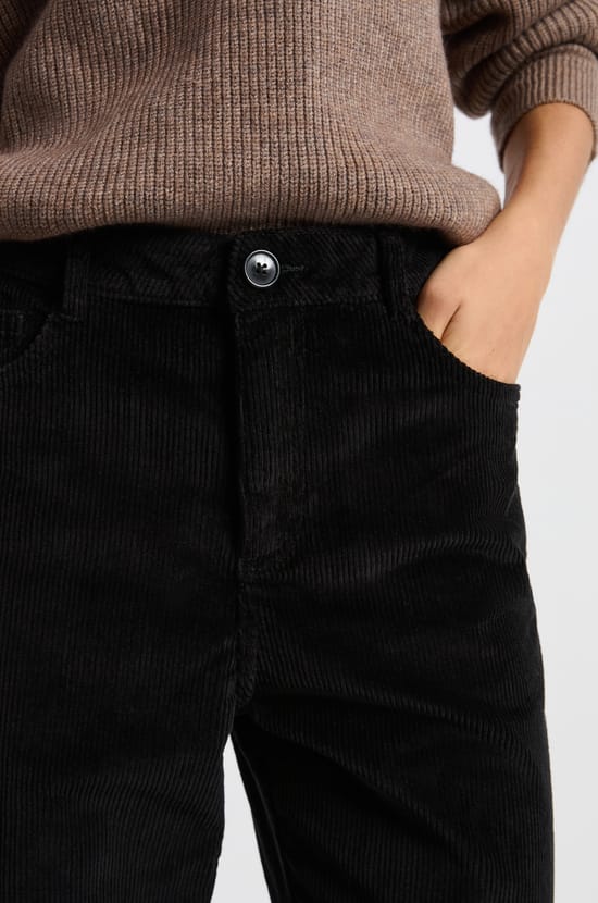 Straight cotton corduroy-effect trousers;${refinementColor}