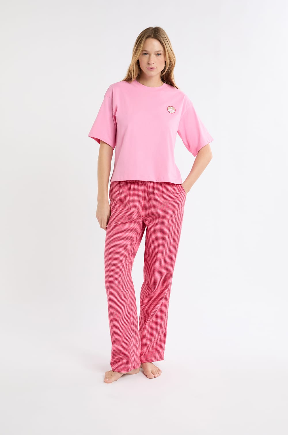 Camiseta de pijama de algodón con estampado;${refinementColor}