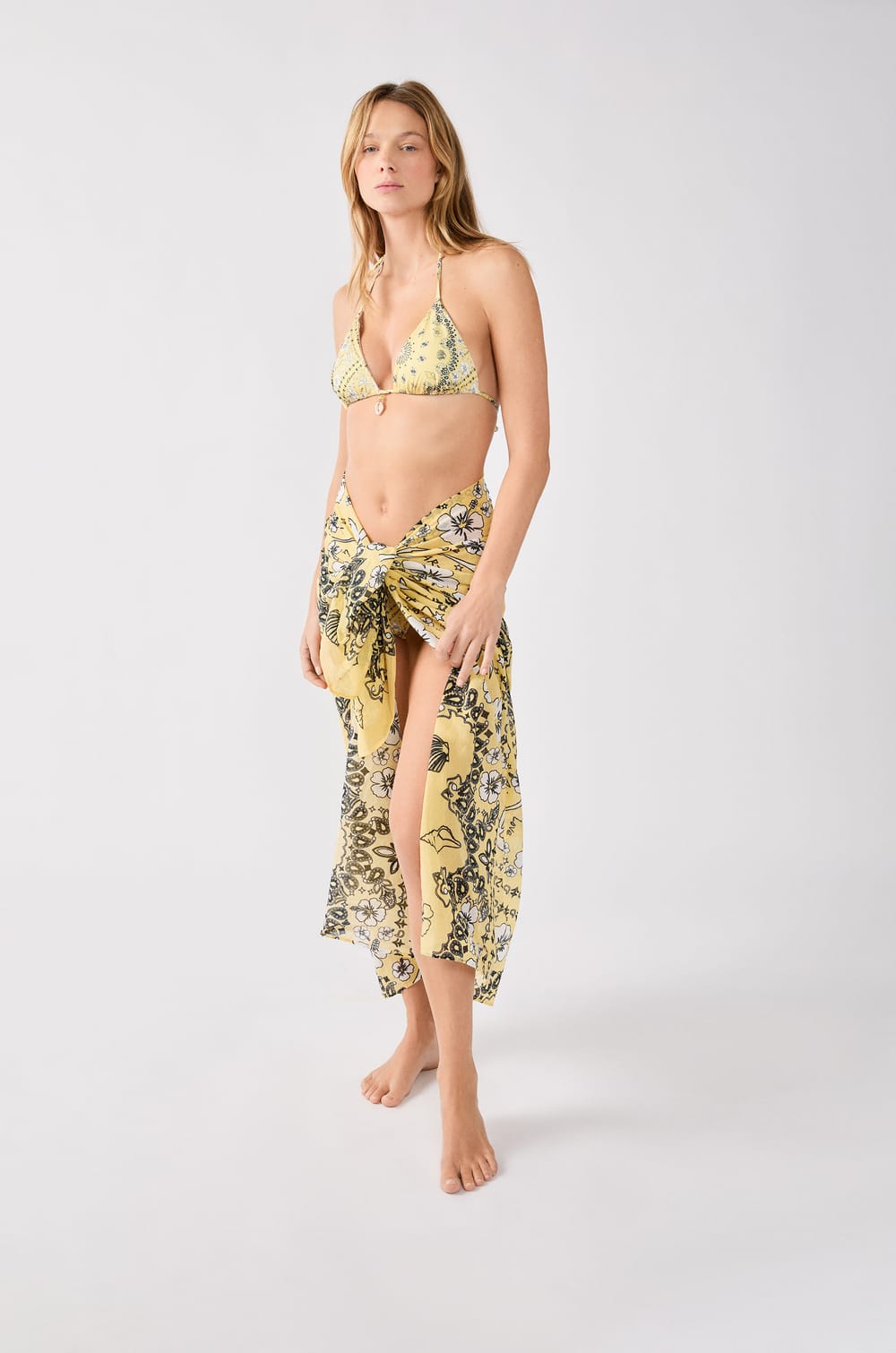 Paréo imprimé en coton;${refinementColor}