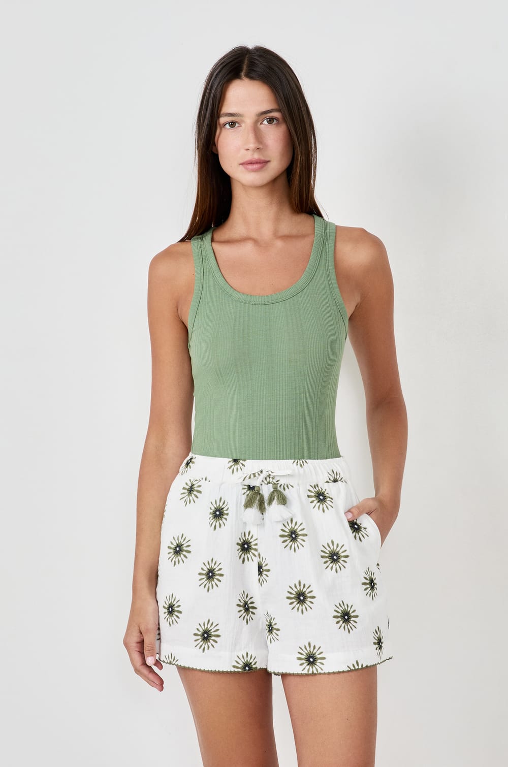 Cotton Ribbed Tank Top;${refinementColor}