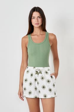 Cotton Ribbed Tank Top;${refinementColor}