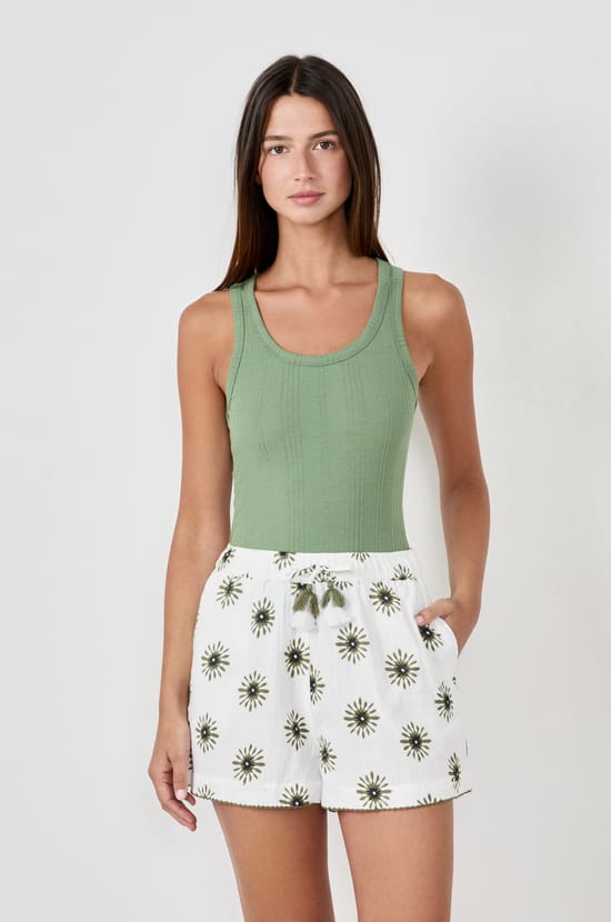 Cotton Ribbed Tank Top;${refinementColor}