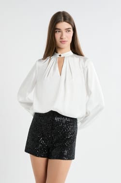 Blouse avec col bijou;${refinementColor}