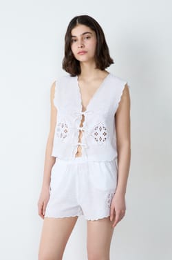 Embroidered Cotton Pyjama Shorts;${refinementColor}