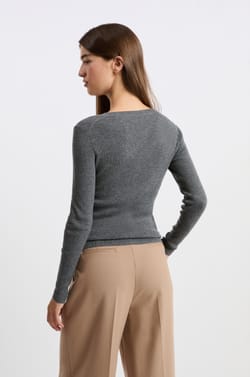V-neck Sweater with Wool;${refinementColor}