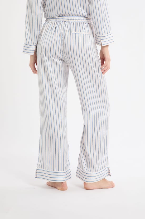 Pantalon de pyjama à rayures en satin;${refinementColor}