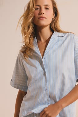 Chemise de pyjama en coton &agrave; rayures;${refinementColor}