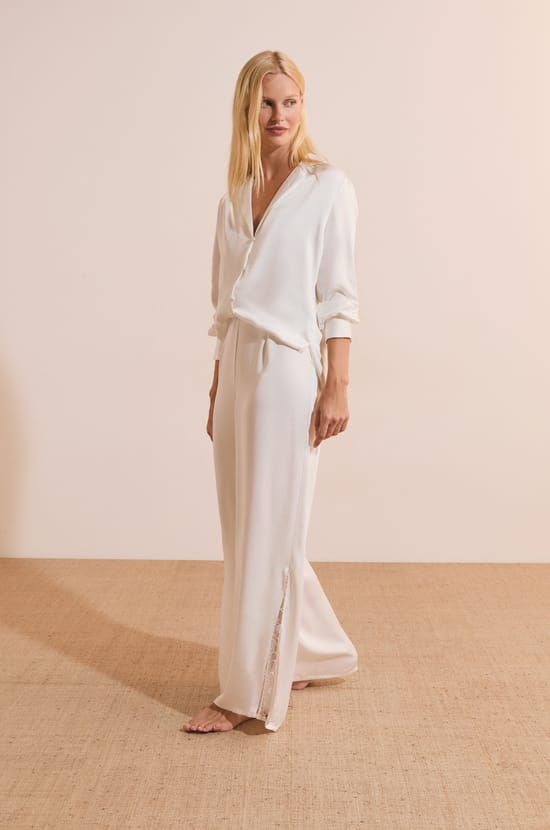 Pantalon de pyjama satin&eacute;;${refinementColor}