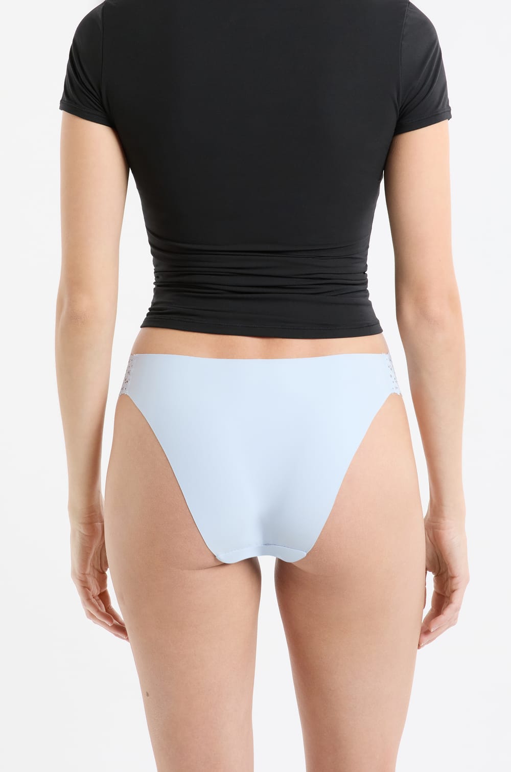 Culotte en microfibre et dentelle;${refinementColor}