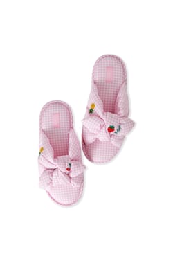 Cotton Slippers with Bow;${refinementColor}