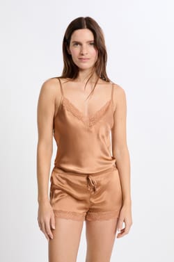 Short de seda con detalle de encaje;${refinementColor}
