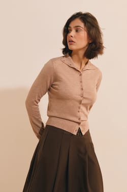 Cardigan &agrave; col montant avec laine;${refinementColor}
