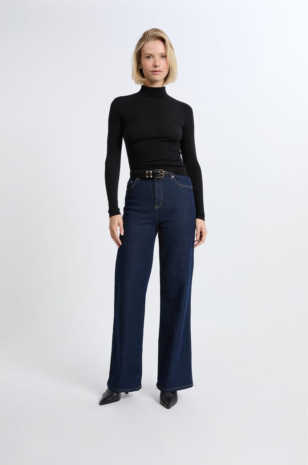 Long-sleeved high neck t-shirt with wool;${refinementColor}