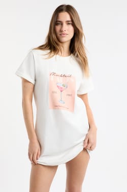 Chemise de nuit en coton avec illustration “mocktail”;${refinementColor}