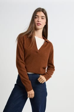 Pull col polo en cachemire;${refinementColor}