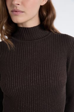 Iridescent Knit Sweater With High Collar;${refinementColor}