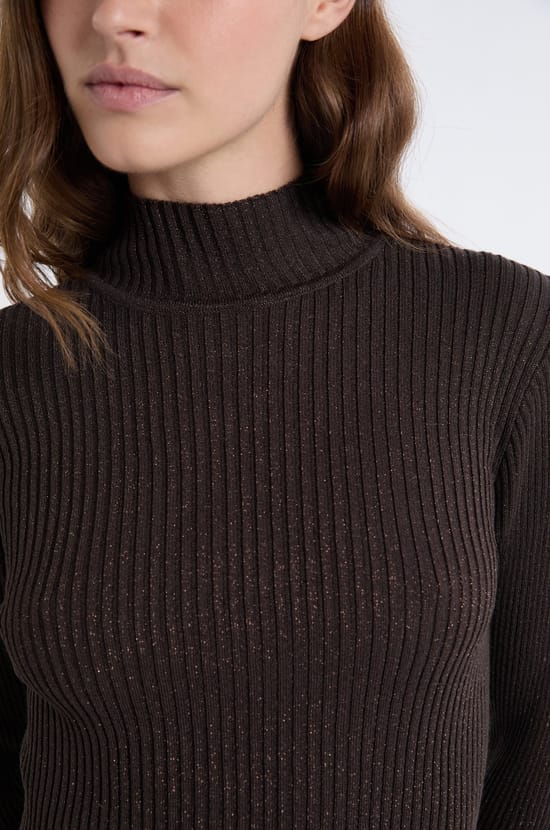 Pull en tricot irisé à col montant;${refinementColor}