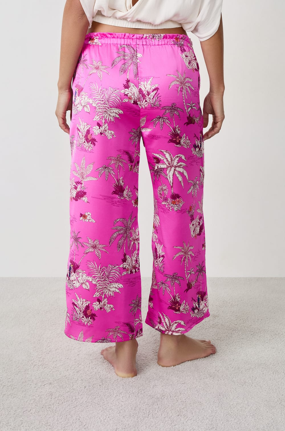 Satinierte Pyjama-Hose mit Print;${refinementColor}