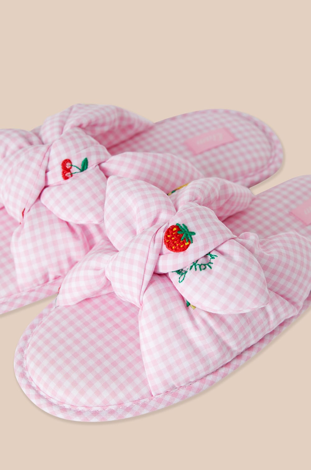 Cotton Slippers with Bow;${refinementColor}