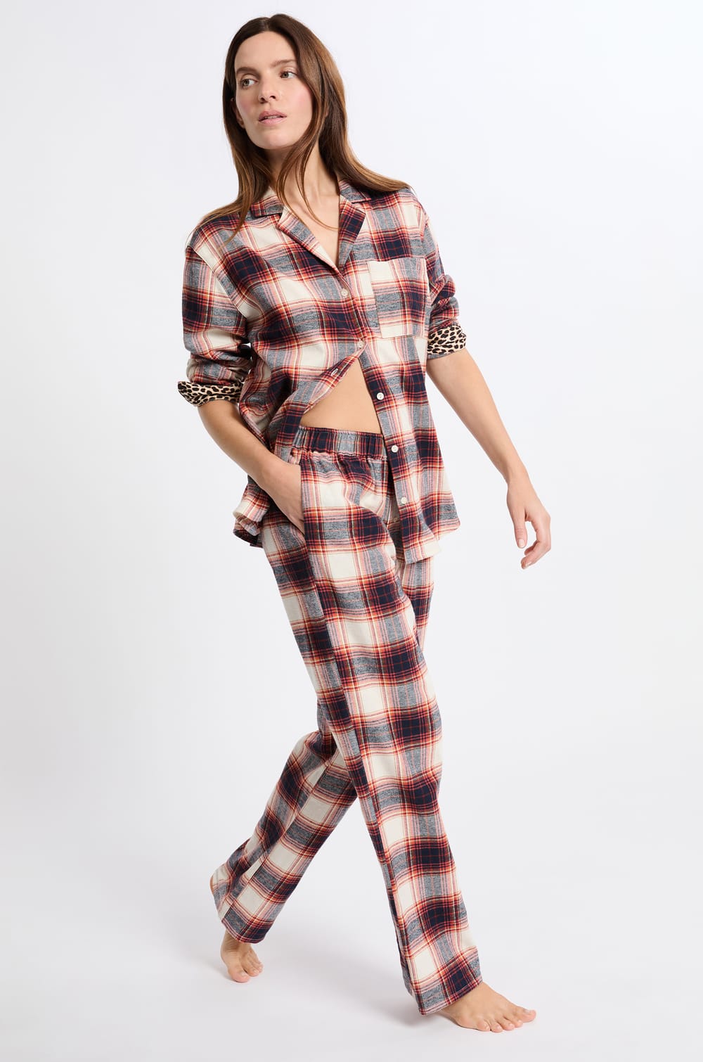 Karierte Pyjama-Hose;${refinementColor}