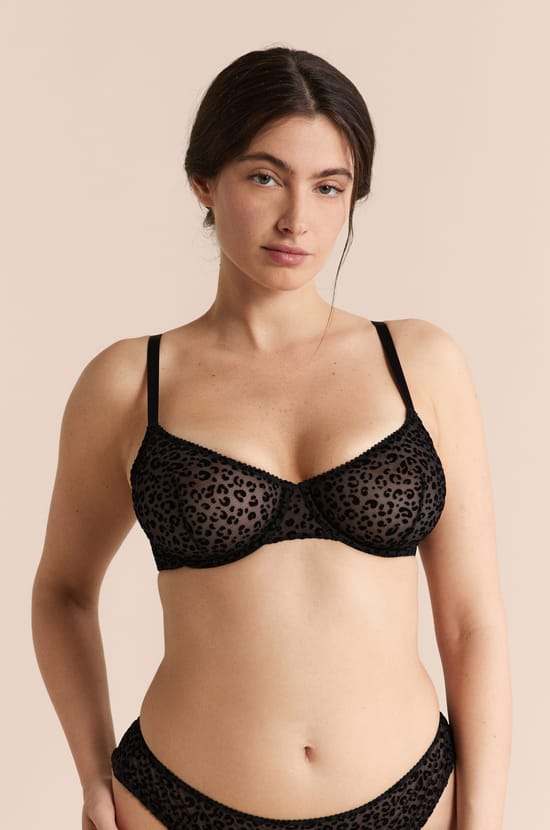 Soutien-gorge en tulle &agrave; motif l&eacute;opard;${refinementColor}