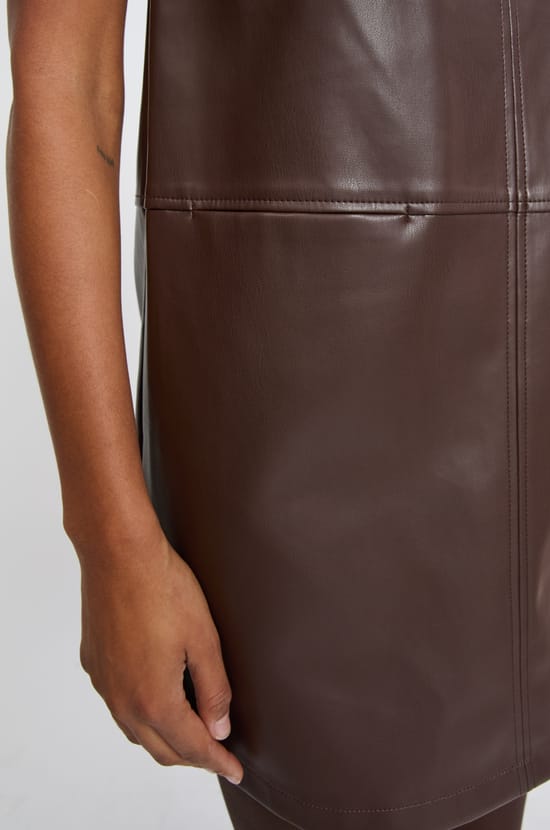 Short Leather-Effect Dress;${refinementColor}
