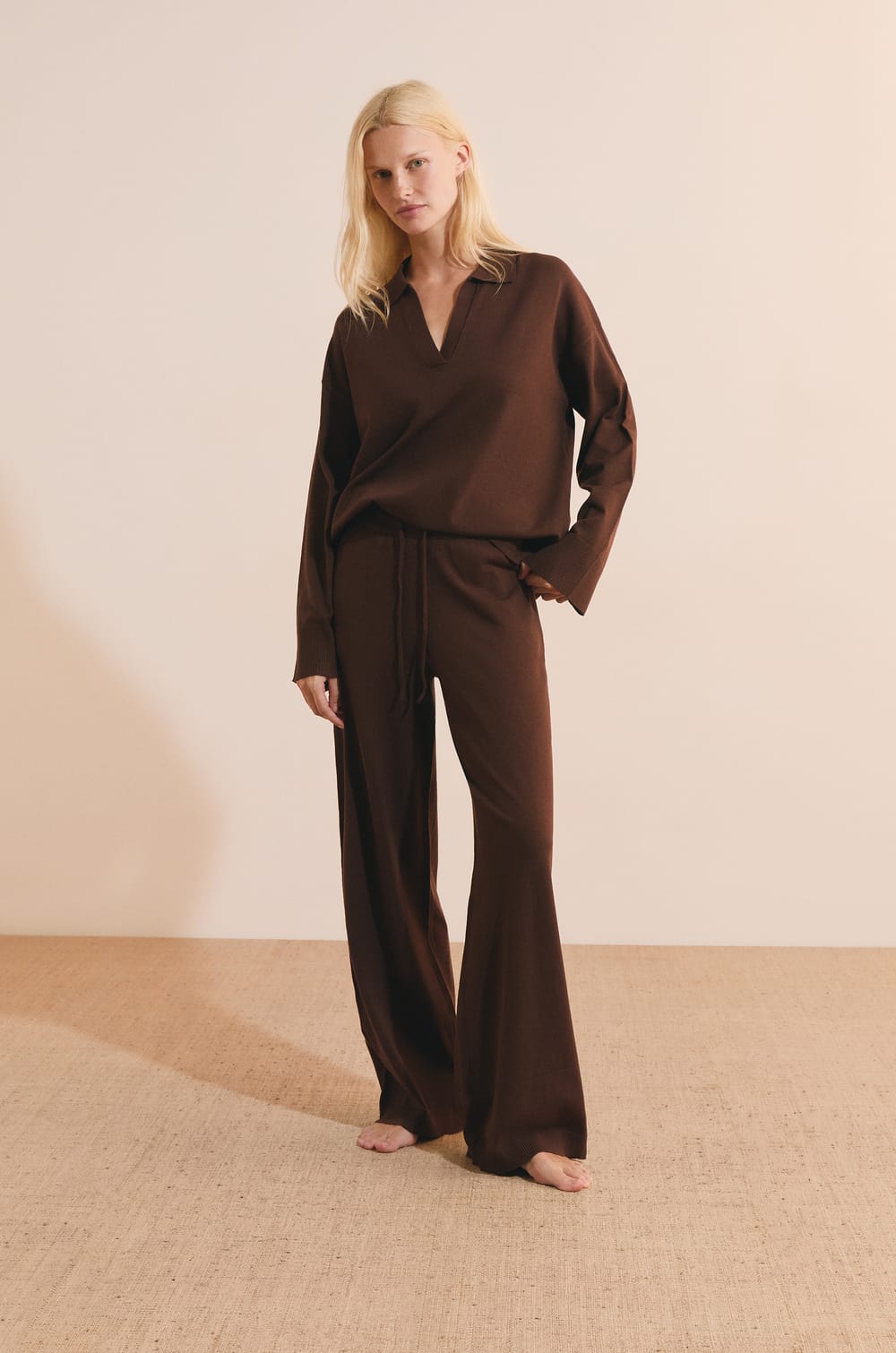 Pull de pyjama avec col polo;${refinementColor}