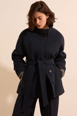 Manteau &agrave; col montant avec laine;${refinementColor}