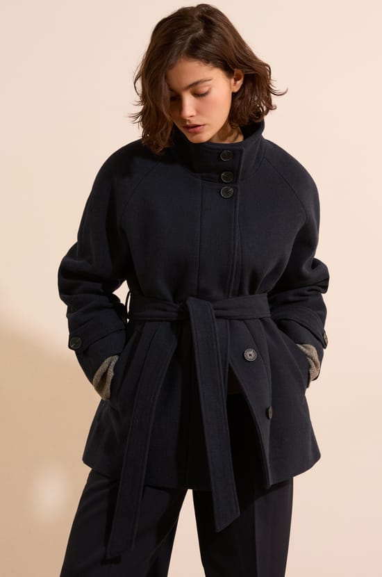 Manteau &agrave; col montant avec laine;${refinementColor}