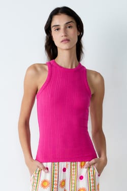 Débardeur à motifs en pointelle;${refinementColor}