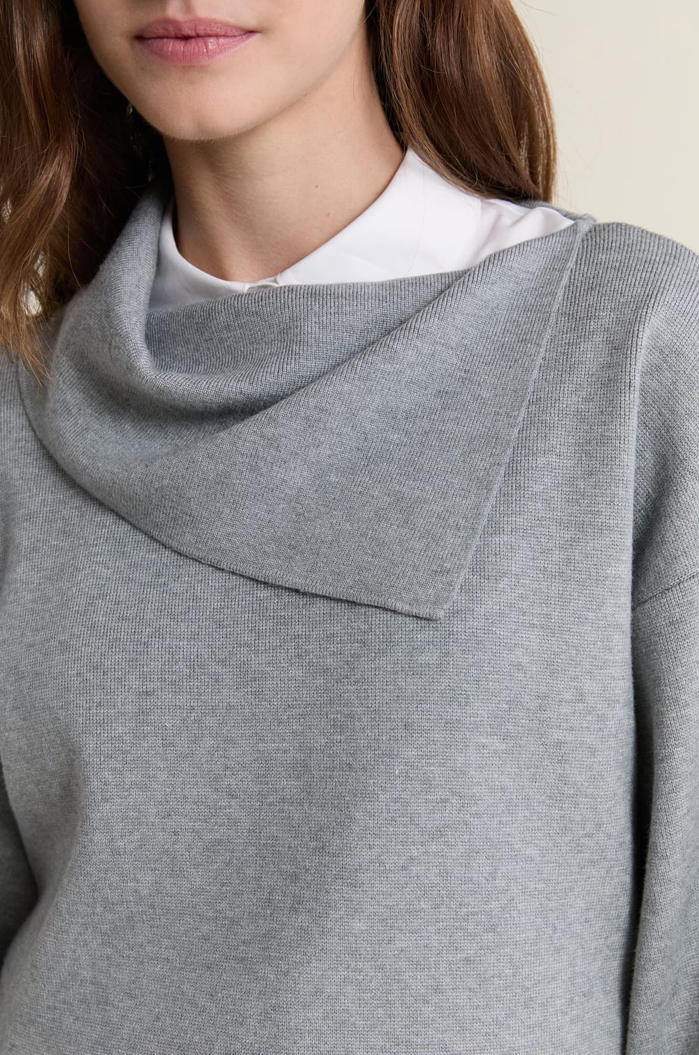 Asymmetric Shawl Collar Sweater;${refinementColor}