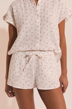 Short de pyjama &agrave; motifs fleuris en coton;${refinementColor}