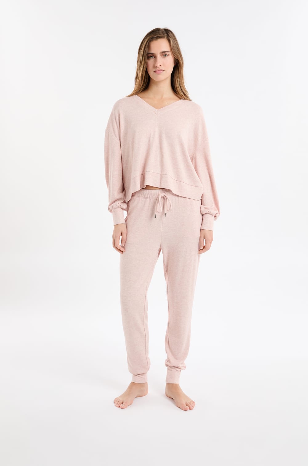 V-neck Pyjama Sweatshirt;${refinementColor}