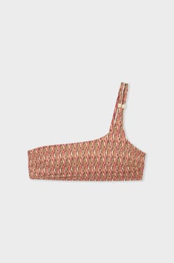 Asymmetrische bralette bikinitop met print;${refinementColor}