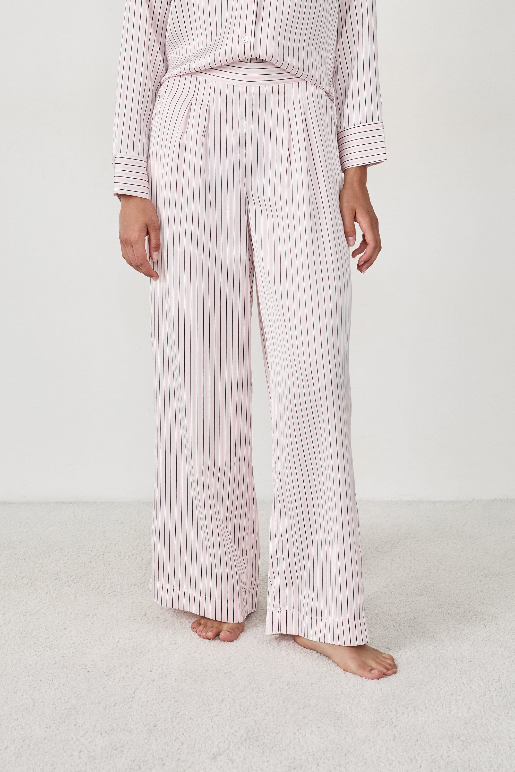 pantalon de pyjama en satin à rayures