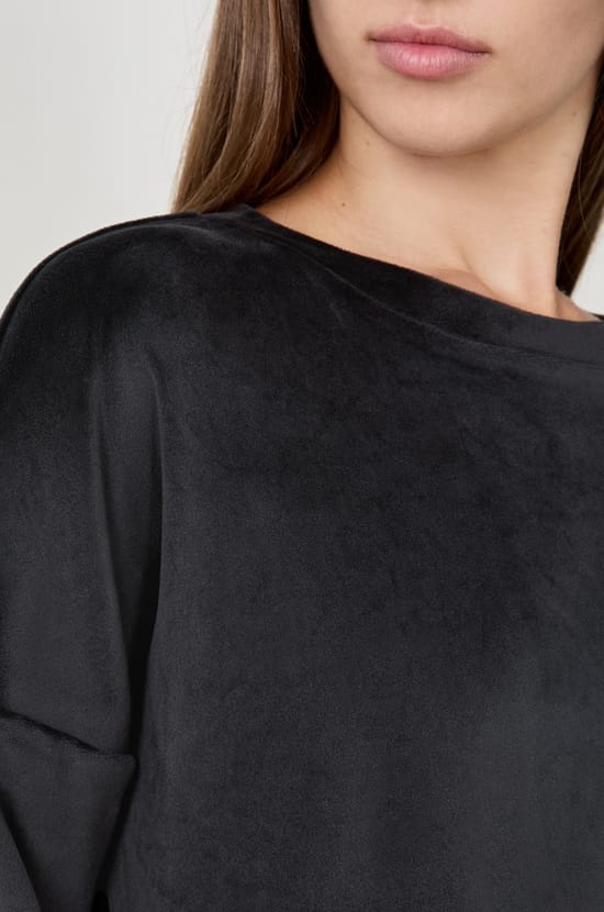 Velvet pyjama sweatshirt;${refinementColor}