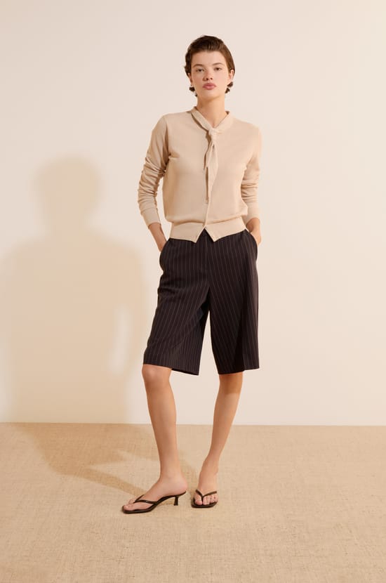 Cardigan avec lien &agrave; nouer en coton;${refinementColor}