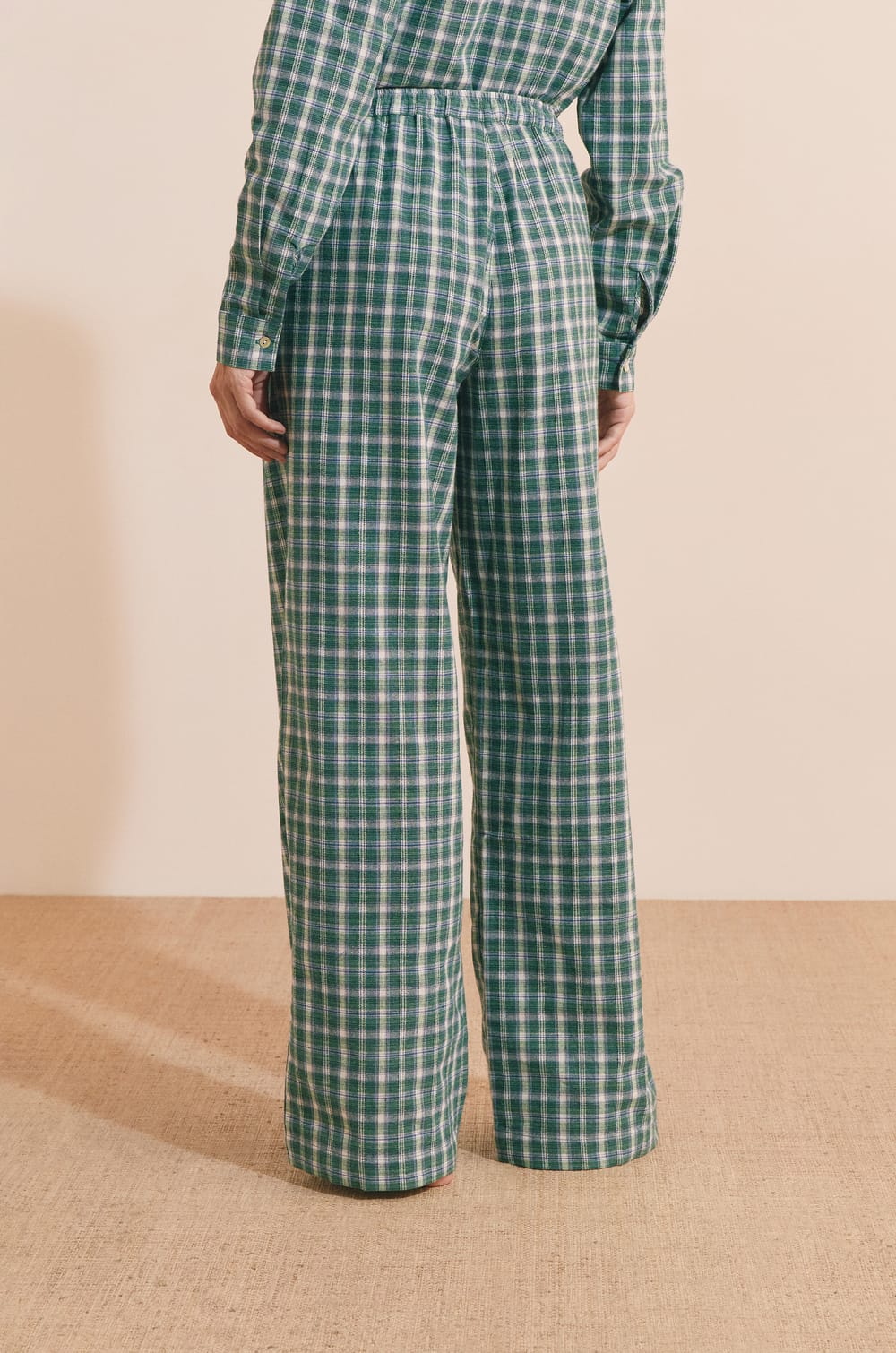 Pantalon de pyjama &agrave; carreaux en coton;${refinementColor}