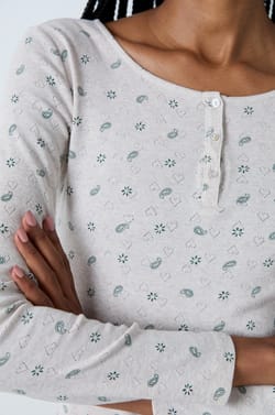 Tričko s dlouhým rukávem z bavlny se srdíčkovým vzorem;${refinementColor}