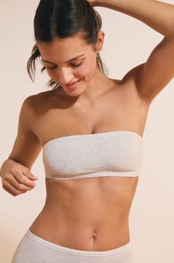 Soutien-gorge bandeau sans armature en coton biologique extensible;${refinementColor}